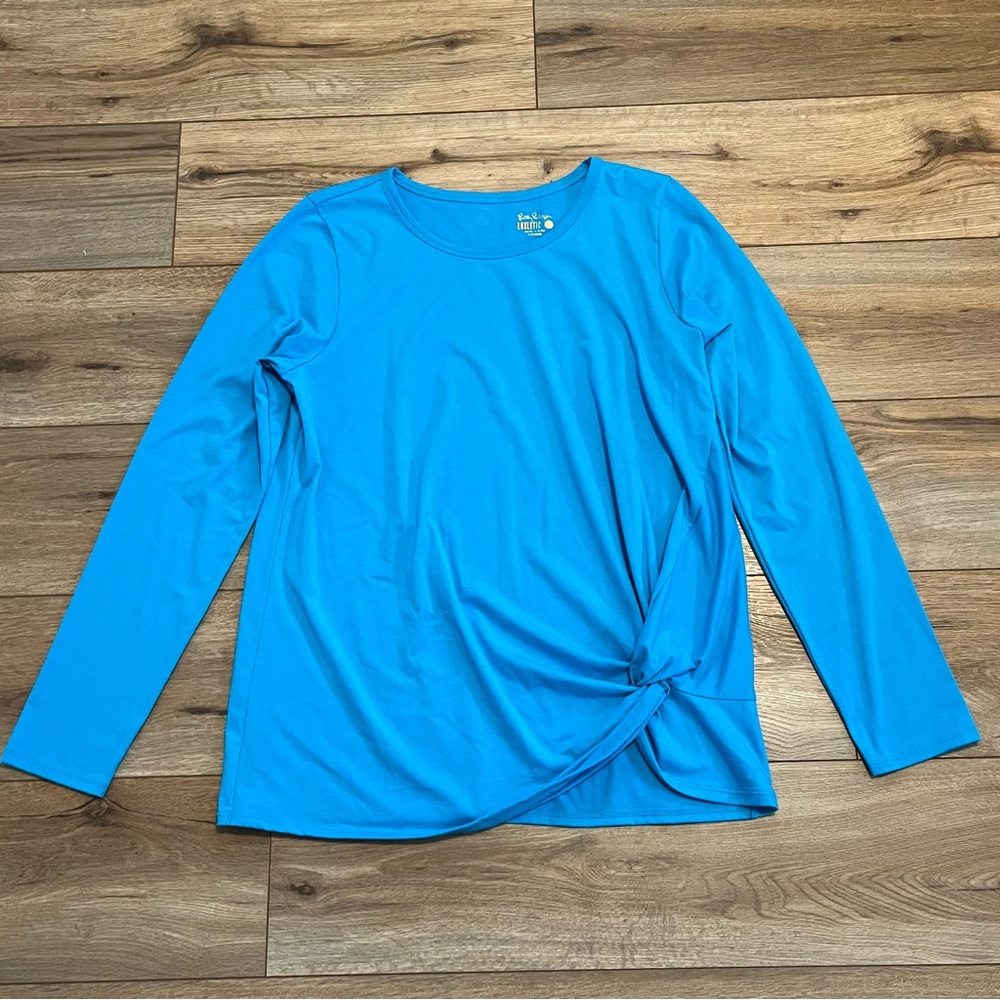 Lilly Pulitzer Luxletic Tarina Twist Tee SZ XL Long Sleeve Athletic Blue